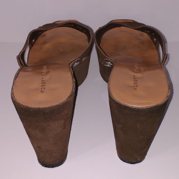 *Robert Clergerie Paris brown green suede platform clogs 8.5 - Picture 5 of 11